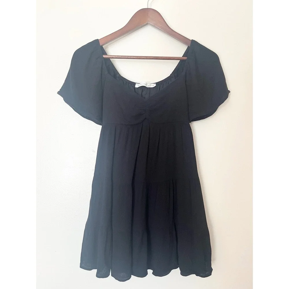 Altar'd‎ State Black Tiered Babydoll Dress Flutter Sleeve Casual Summer XS